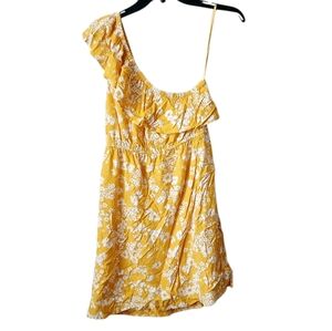 Old Navy Yellow Floral One-Shoulder Dress Size Small